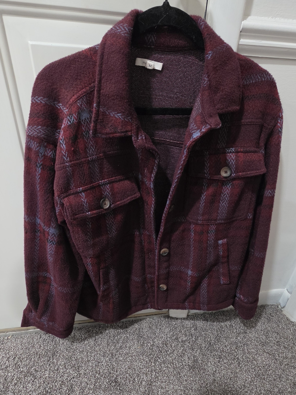Maurices Burgundy Plaid Shacket Jacket
